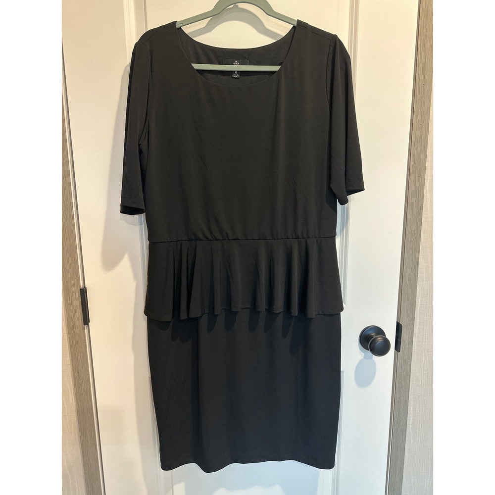 Ronni Nicole Black Peplum Short Sleeve Sheath Dress Size 16 Professional LBD